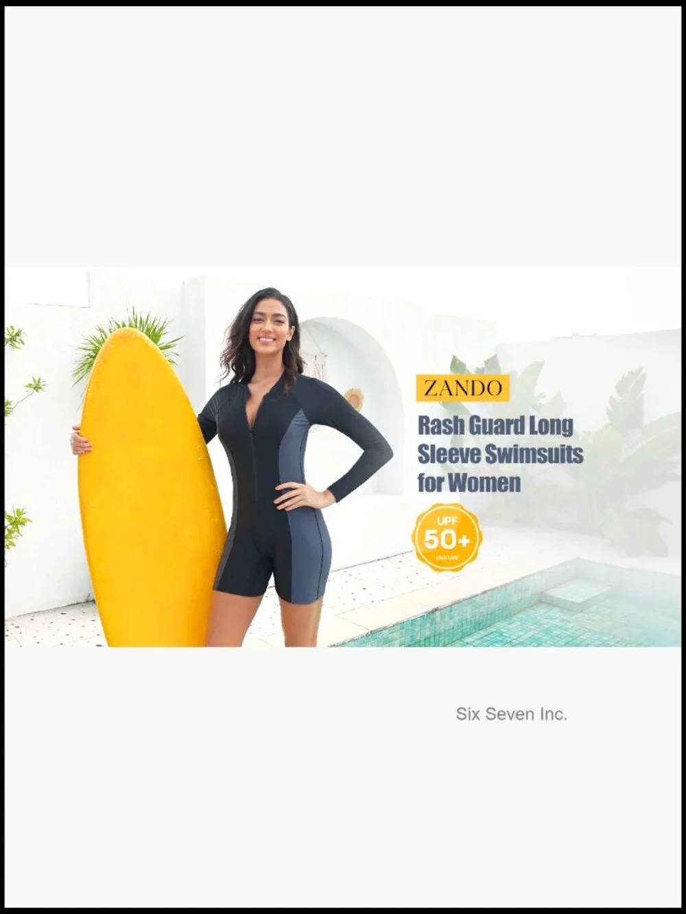 UPF 50+ Long Sleeve Rash Guard One Piece Swimsuit Front Zipper Boyleg Full - Picture 7 of 7